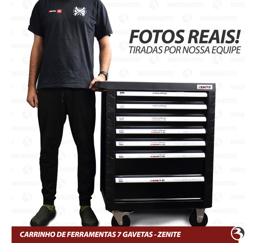 Carrinho De Ferramentas 7 Gavetas 191 Ferramentas Completo Cor Preto
