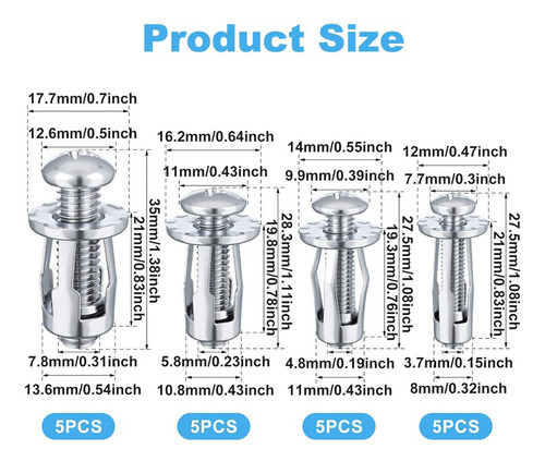 40pcs M 4 M5 M6 M8 Jack Nuts, Carbon Steel Expansion Screw N