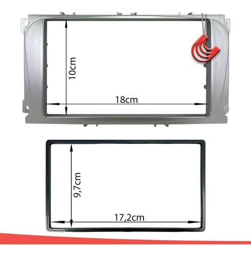 Imagem 6 de 8 de Moldura De Painel 2 Din Multimidia Dvd Mp5 Ford Focus 2009 2010 2011 2012 2013 Prata