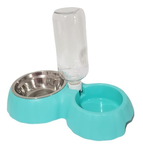 Comedouro Inox Bebedouro Automático P/ Cães De Pequeno Porte Cor Verde-agua