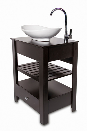 Imagen 1 de 10 de Vanitory 100% Laqueado Marron Oscuro 60cm (mueble Solo)