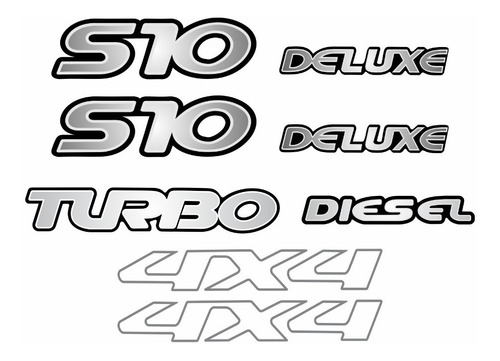 Jogo Emblema Adesivo Resinado S10 Deluxe Diesel Kitr08