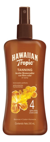 Aceite Bronceador Spray Hawaiian Tropic 4fps 240ml +regalo
