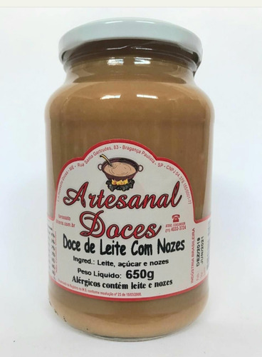 Imagem 1 de 10 de Doce De Leite Com Nozes Caseiro 650g
