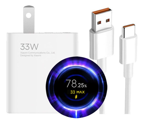 33w Turbo Cargador Con Cable Tipo C Para Xiaomi Carga Rápid