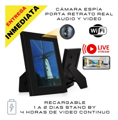 Camara Espia Porta Retrato Real Microfono Recargable Wifi