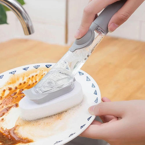 Escova Limpeza 2 Em 1 Dispenser Esponja Cozinha Max Cleaner