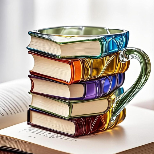 Ca Libro Pintada A Mano Taza De Vidrio Pintada A Mano En 3d