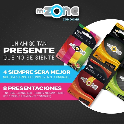 Condones Preservativos Mzone 4und X48pack