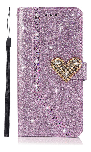 Funda De Piel Tipo Cartera For iPhone Bling Glitter