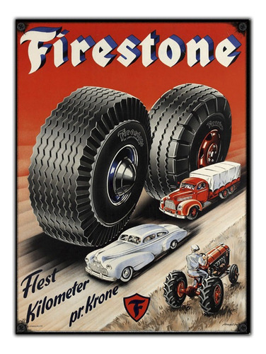 #859 - Cuadro Decorativo Vintage - Firestone Ruedas No Chapa