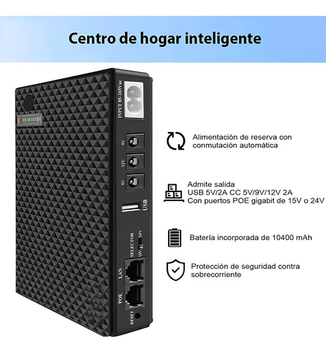 Mini Fuente De Alimentación Ininterrumpida Ups De 10400 Mah