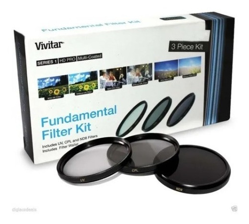 Vivitar Fundamental Filter Kit 62mm Pol+ Nd8+ Uv Multicapa 