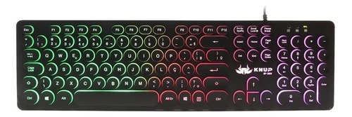 Teclado gamer Knup KP-2059 QWERTY português Brasil cor preto com luz RGB