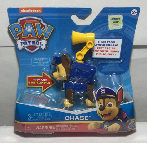 Paw Patrol Figura Articulada Chase  10cm C/frase 16600 Srj
