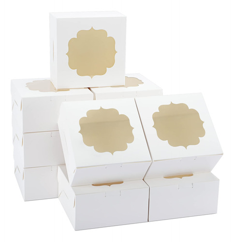 Tomnk 50 Cajas Blancas De Panaderia De 6 X 6 X 3 Pulgadas Co