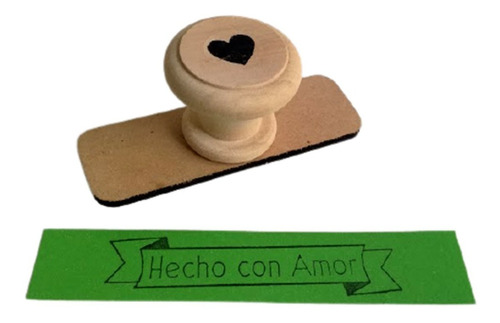 Sello Cinta Hecho Con Amor 2,5x7 Cm