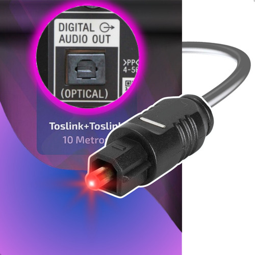 Cabo De Áudio Óptico Digital Toslink 10 Mts Spdif 5.1 Home