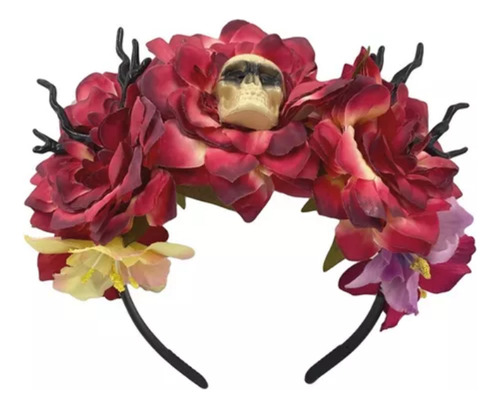 2 Diadema Flores Catrina Para Dia Muertos Accesorio Disfraz
