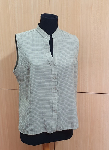 Camisa Blusa Sin Manga Verde Talle L 