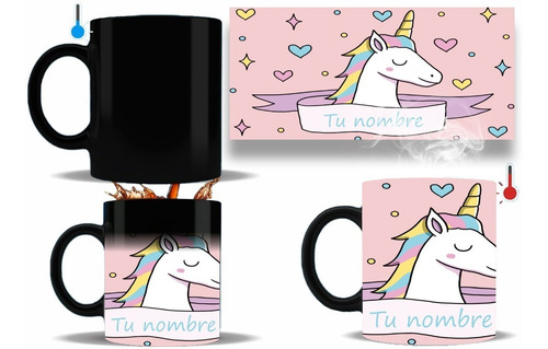 Imagen 1 de 3 de Taza Mágica Unicornio Nombre Personalizable