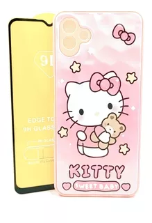 Case Mosaico Kitty + Mica Cristal Para Samsung A04