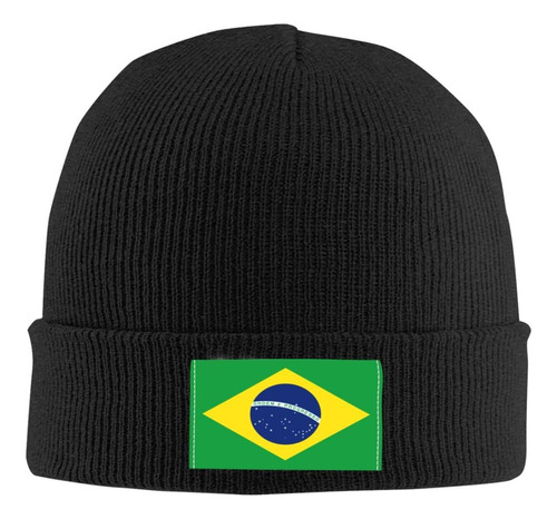 Gorro Punto Con Bandera Brasil, Gorro Clásico Suave Y Cálido