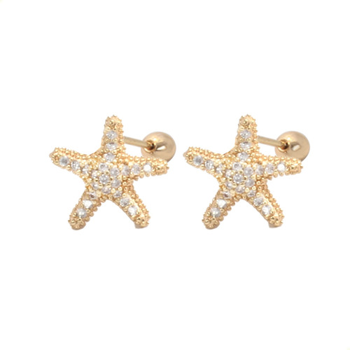 Aretes De Oro Lam 18k Para Niña De Estrellas De Colores