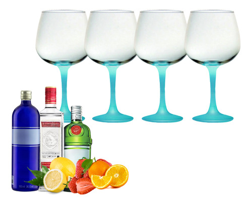 Conjunto De 6 Taças Ibiza P/ Gin 720-ml Azul Com Embalagem