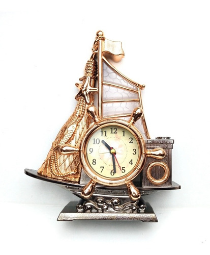 Reloj Despertador De Mesa Modelo Barco Alarma Porta Lápiz