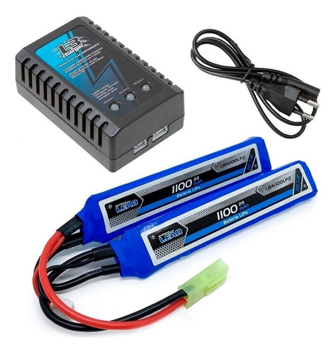 Kit Airsoft Bateria Lipo 7,4v 1100mah + Carregador Imax B3