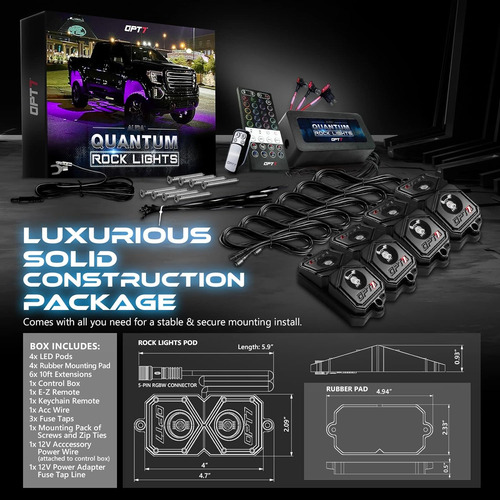 Opt7 Quantum Rock Lights Rgbw Led, Kit De Iluminación De ...