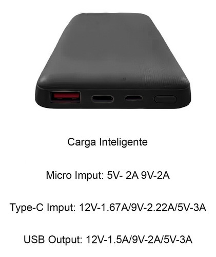 Power Bank Foxbox Energy Slim Quick Charge V2 12500 Negro