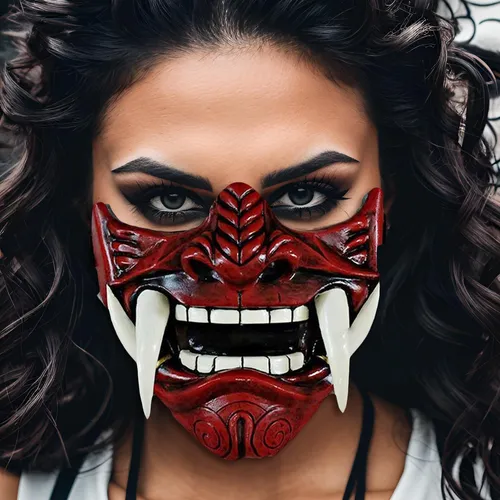 Samurai Japonés Oni Mask Máscara De Látex Para Media Cara