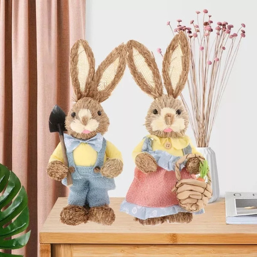 4 Pzs De Pareja De Conejos De Pascua 35cm,suministros