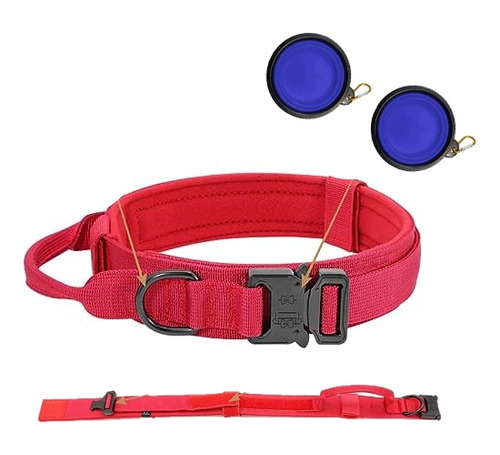 Collar De Perro Ajustable De Nailon, 2 Comederos Y Cuerda