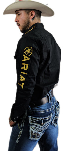 Camisa Ariat Bordado En Un Solo Color