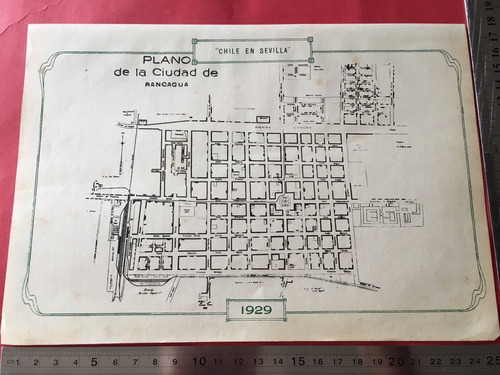 Antiguo Plano Ciudad Rancagua Chile Año 1929