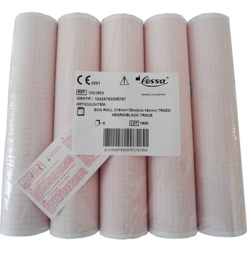 Papel Térmico Rollo Ecg 215 Mm X 25 M Importado Lessa X1