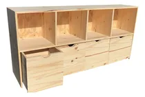 Comprar Juguetero Organizador 160 Cm Repisa Cubo Madera Ruedas Pino