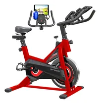 Comprar Bicicleta Spinning Estática Ajustable Con Monitor Blue Sport Color Rojo
