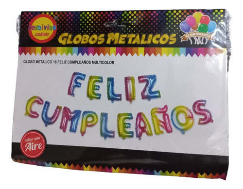 Globos Letras Feliz Cumpleaños Color Arcoiris 16 Pulgadas.