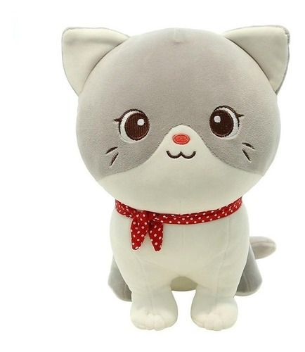 Imagen 2 de 2 de Peluche Gato CAFE Sentado Con Collar Pañoleta Suave Kawaii