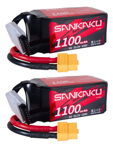 Sankaku Bateria Lipo De 1100 Mah 6s 120c 22.2v Lipo Soft Pac