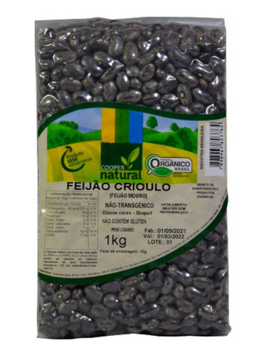Kit 6x: Feijão Crioulo Orgânico Coopernatural 1kg