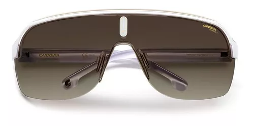 de sol Carrera Topcar Topcar 1/N 99 mm, diseño Iconic con marco de acetato color white/crystal/brown p9u/ha, lente café de degradada, varilla blanca/dorada de acetato | MercadoLibre