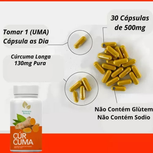 Curcuma Longa Pura Açafrão-da-terra 100% Puro Curcuma 30cp