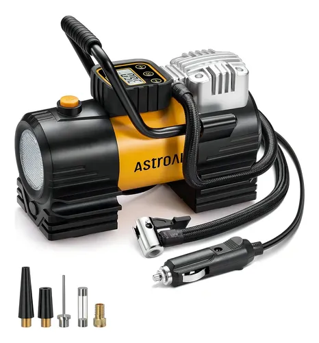 Compressor De Ar Portátil Astroai Para Calibrar Pneus (até 150 Psi)  Bomba De Ar Digital De 12 V Cc Com 12 Leds... 127v 50 Hz Bifásica Preto/amarelo