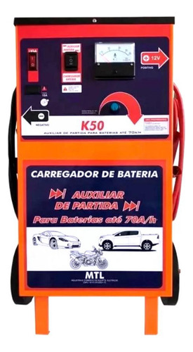 Carregador Bateria 50a 12v Com Auxiliar De Partida Kitec