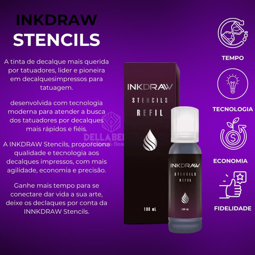Inkdraw Stencils 100ml Tinta Decalque Epson Tattoo Tatuagem